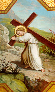 Jesus tr�gt ein Kreuz: Josef Kastner (1844 -1923), 1,20 m hoch, 0.49 m breit