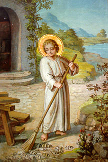 Das Jesuskind kehrt die Hobelsp�ne auf: Josef Kastner (1844 -1923), 1,20 m hoch, 0.49 m breit